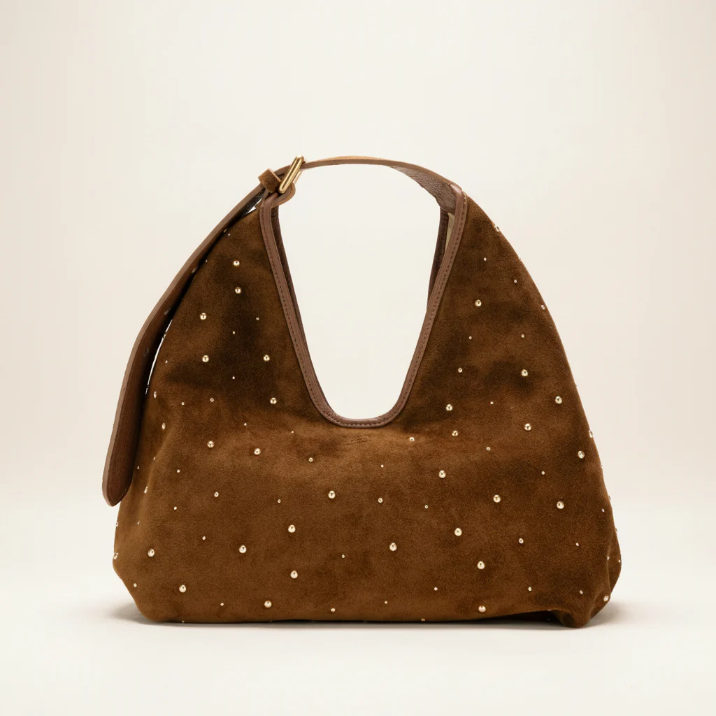 Alma suede studded leather shoulder bag
