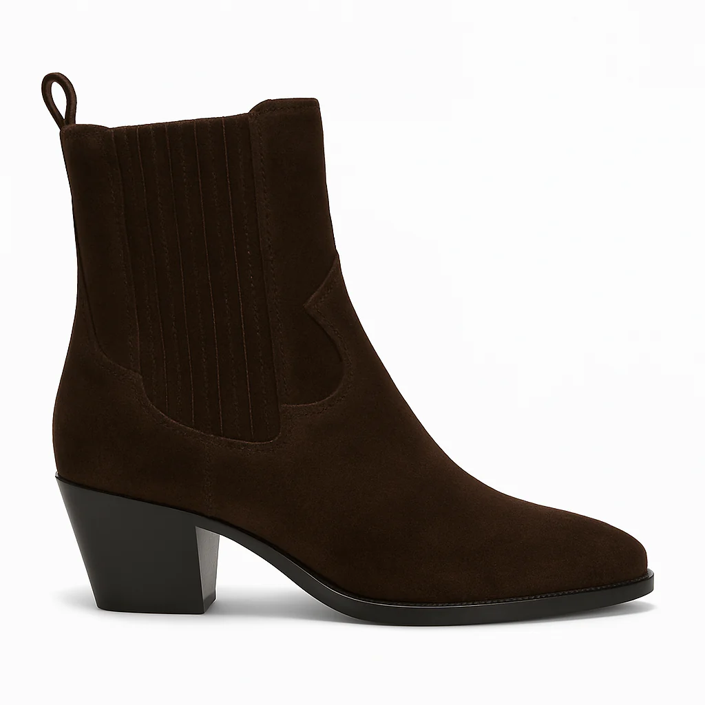 Anna Brown suede western boot
