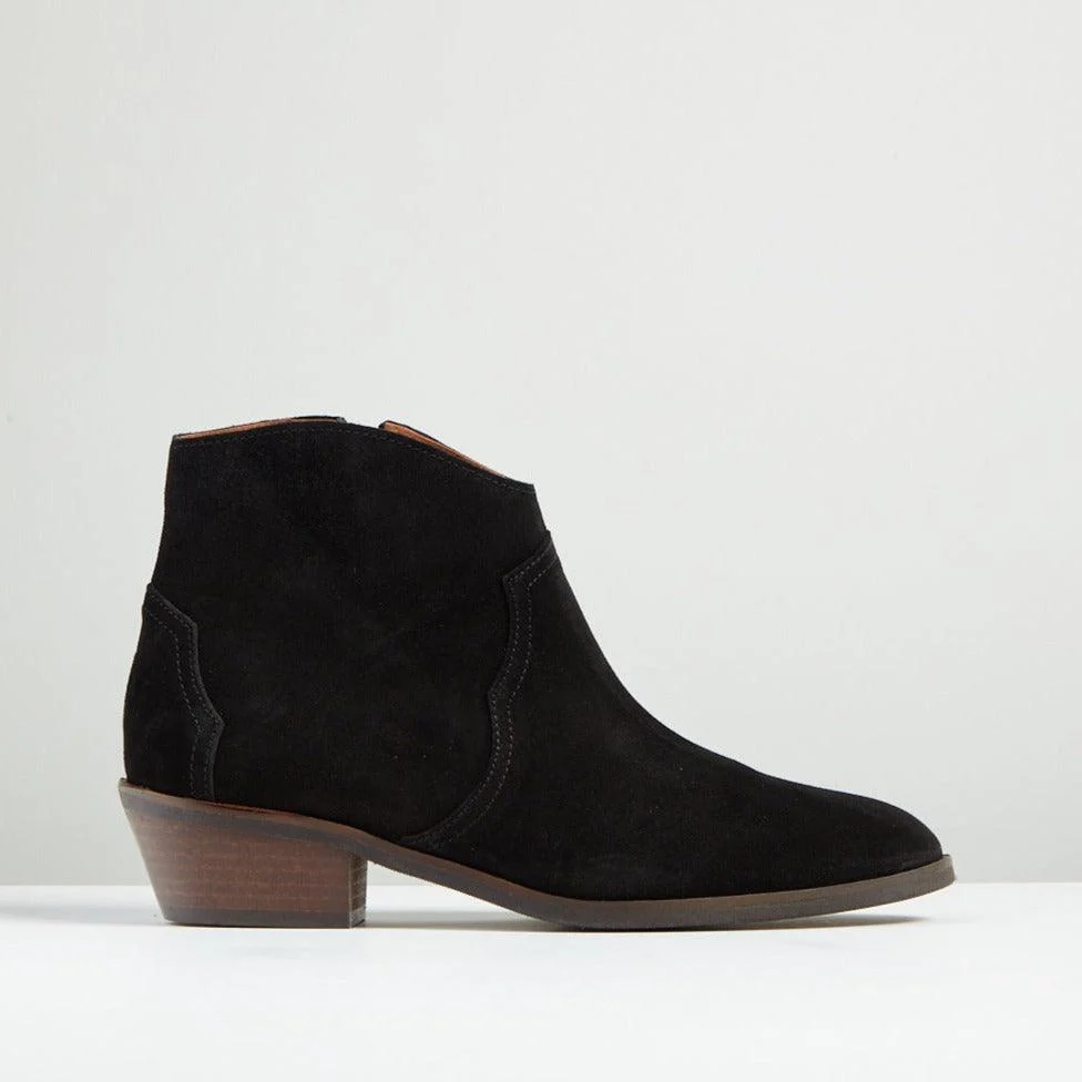 Fiona Black Suede Western Ankle Boot - Image 7