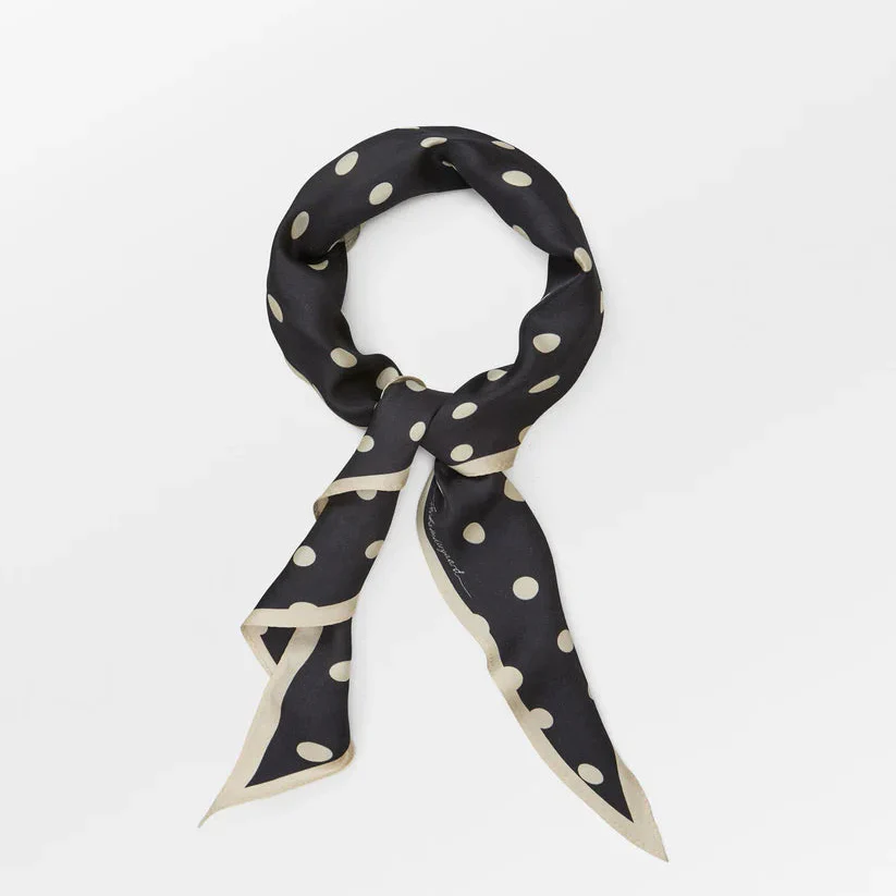 Black and Cream polka dot triangle scarf