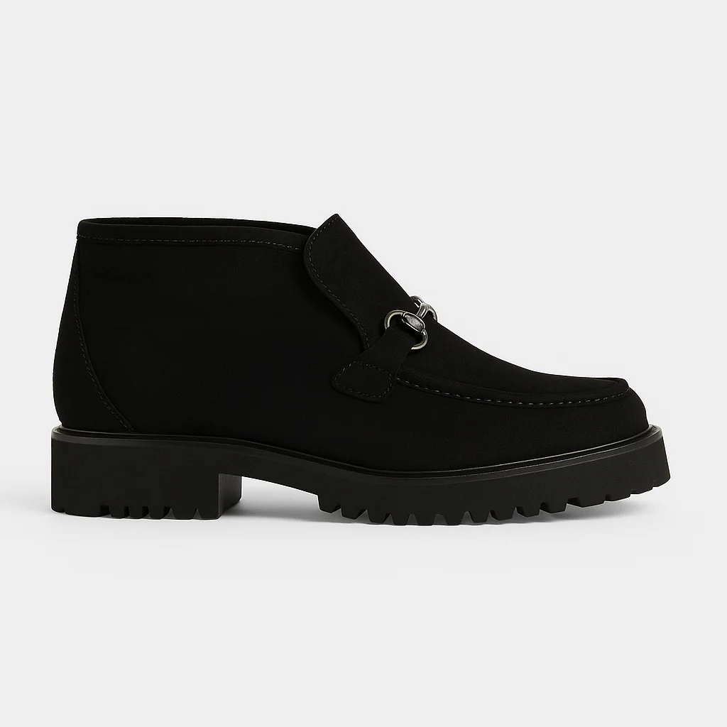 Black horsebit loafer ankle boot