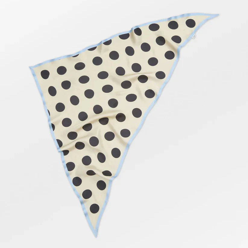 Blue, black and white polka dot triangle scarf - Image 2