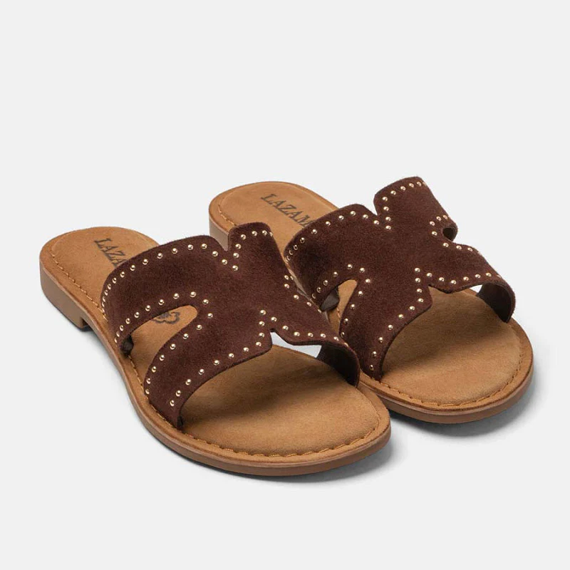 Lina Brown suede mules