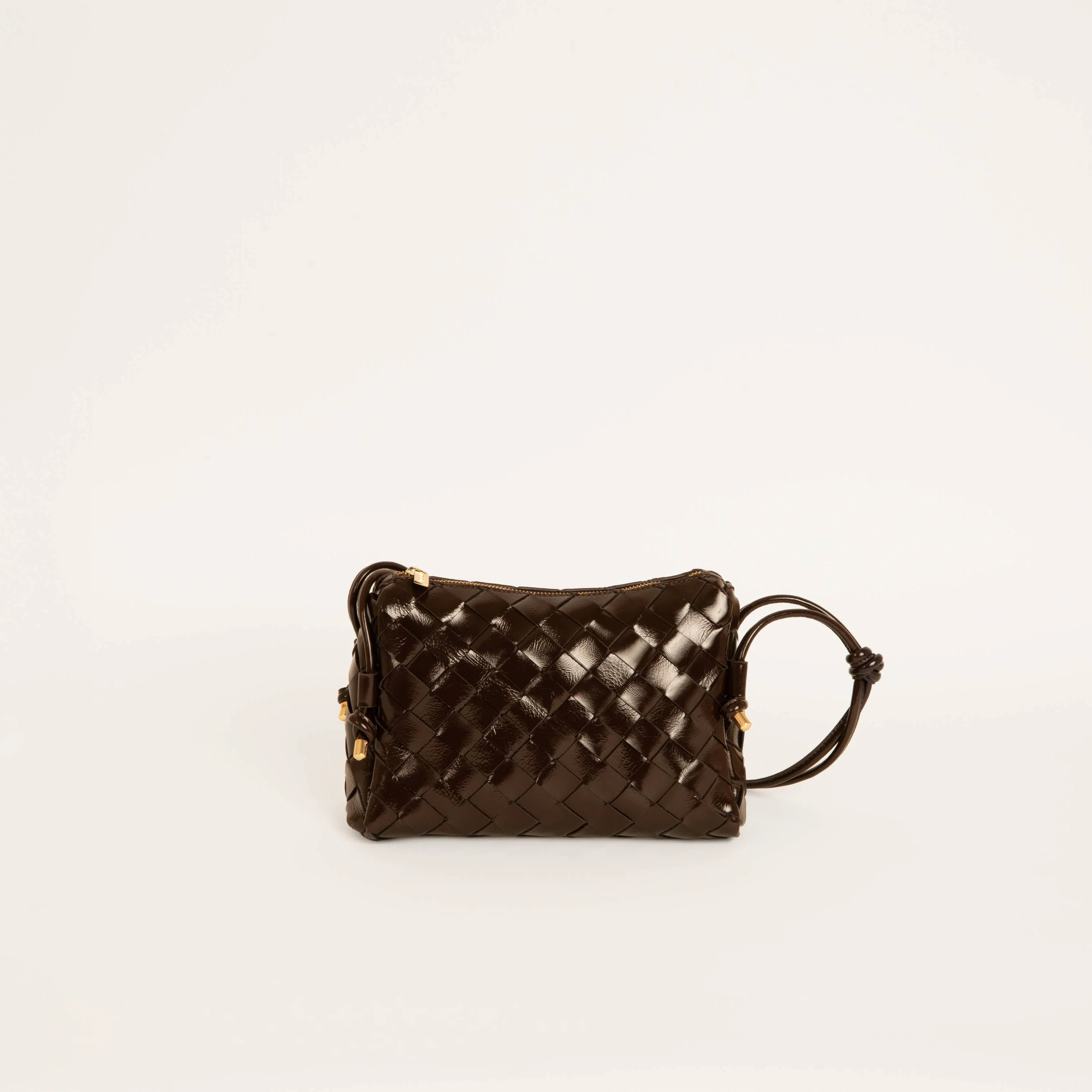 Georgia Woven Chocolate Brown leather bag