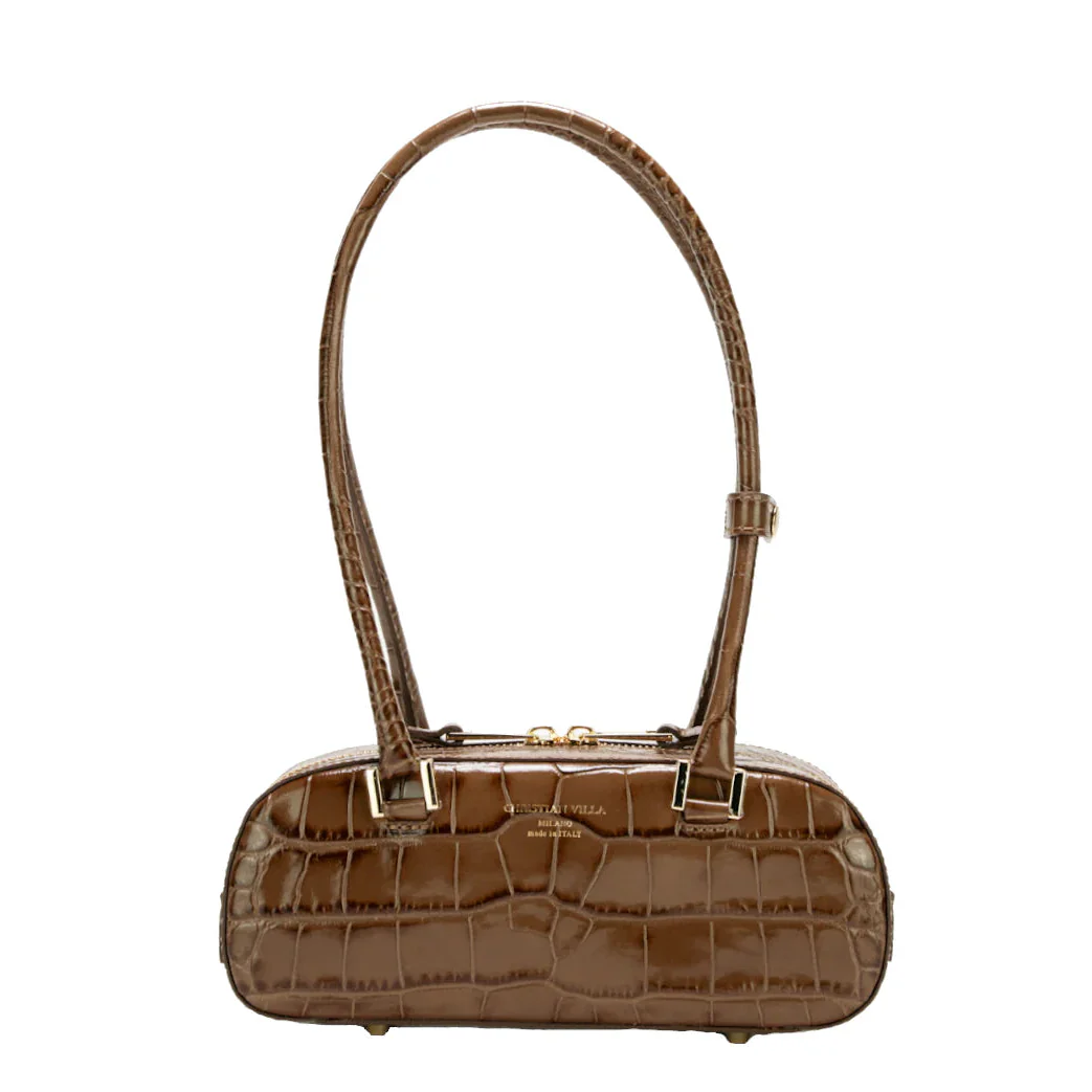 Croc embossed small shoulder bag