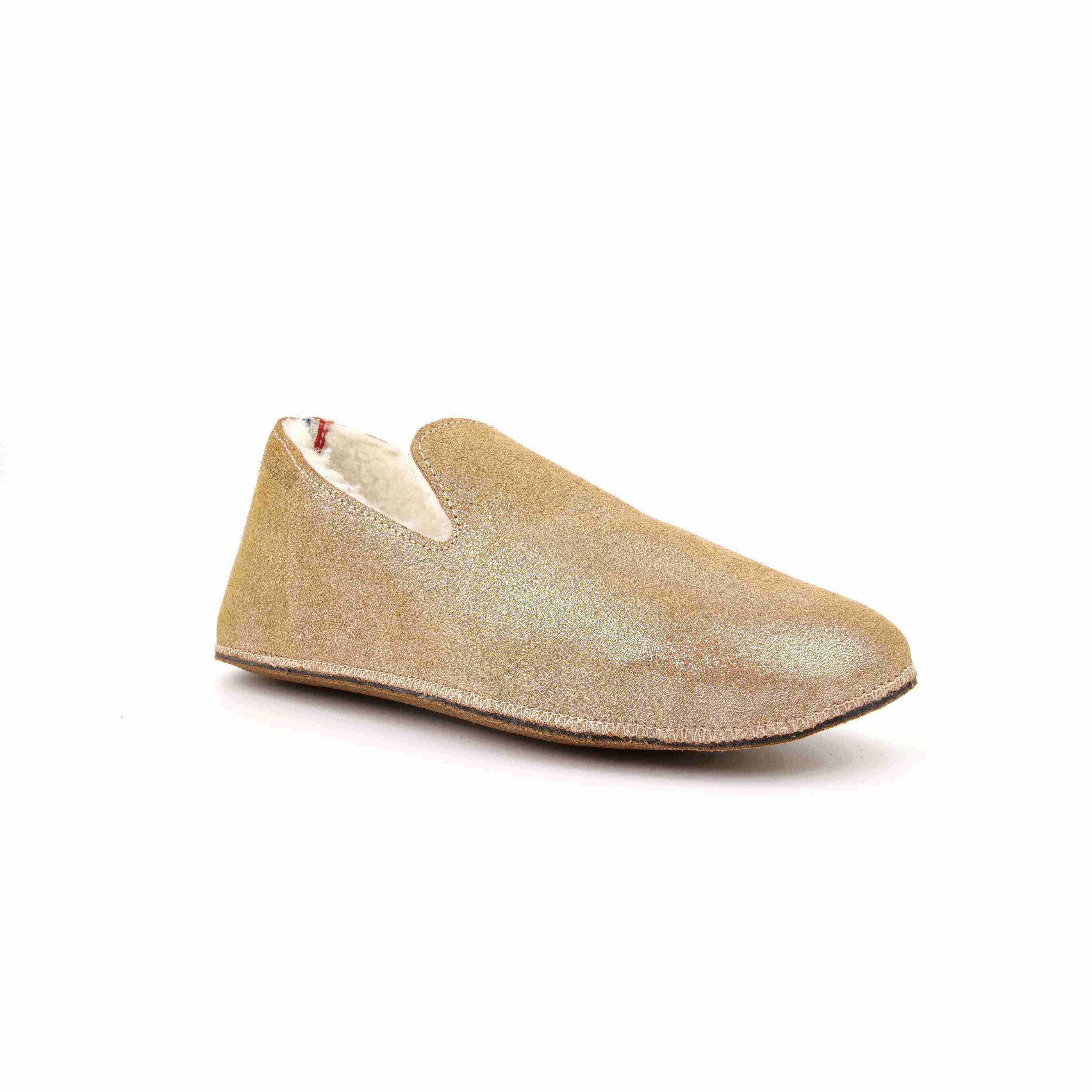 Hug Metallic suede leather slippers Caramel - Image 4