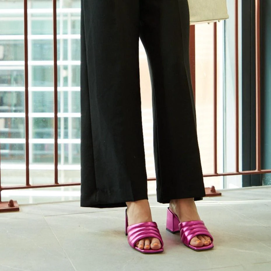 Ibiza Metallic Pink block heel - Image 3