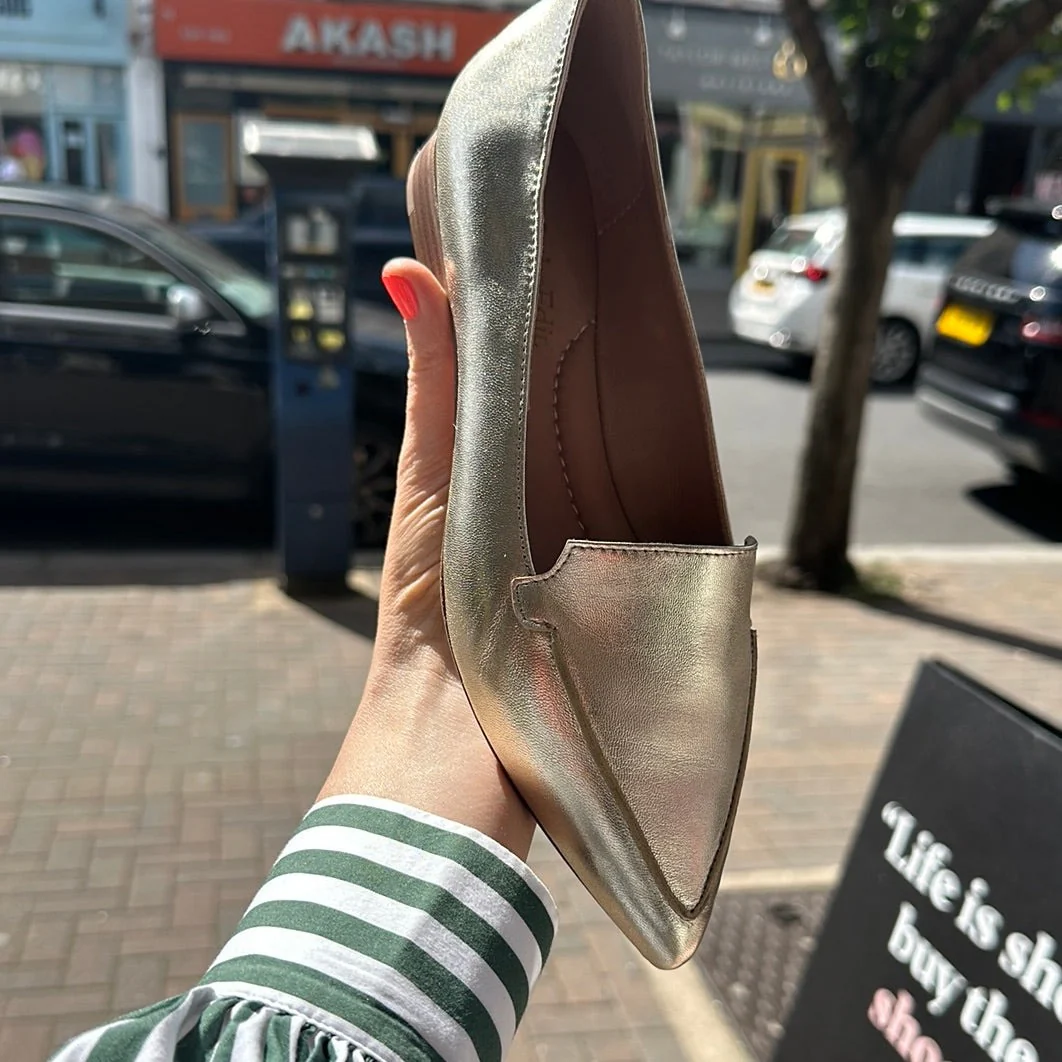Jasmine gold flat ballerina shoes - Image 4