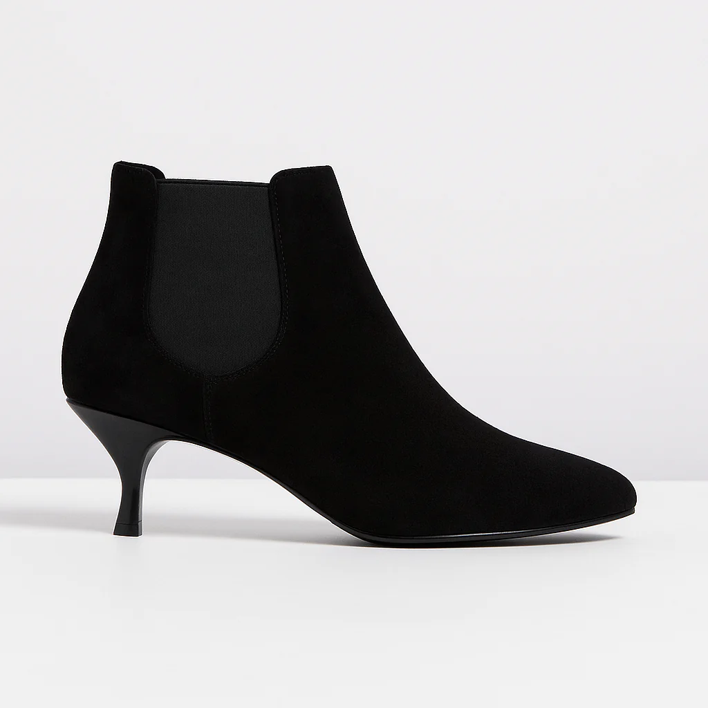 Kit Black suede kitten heel boots