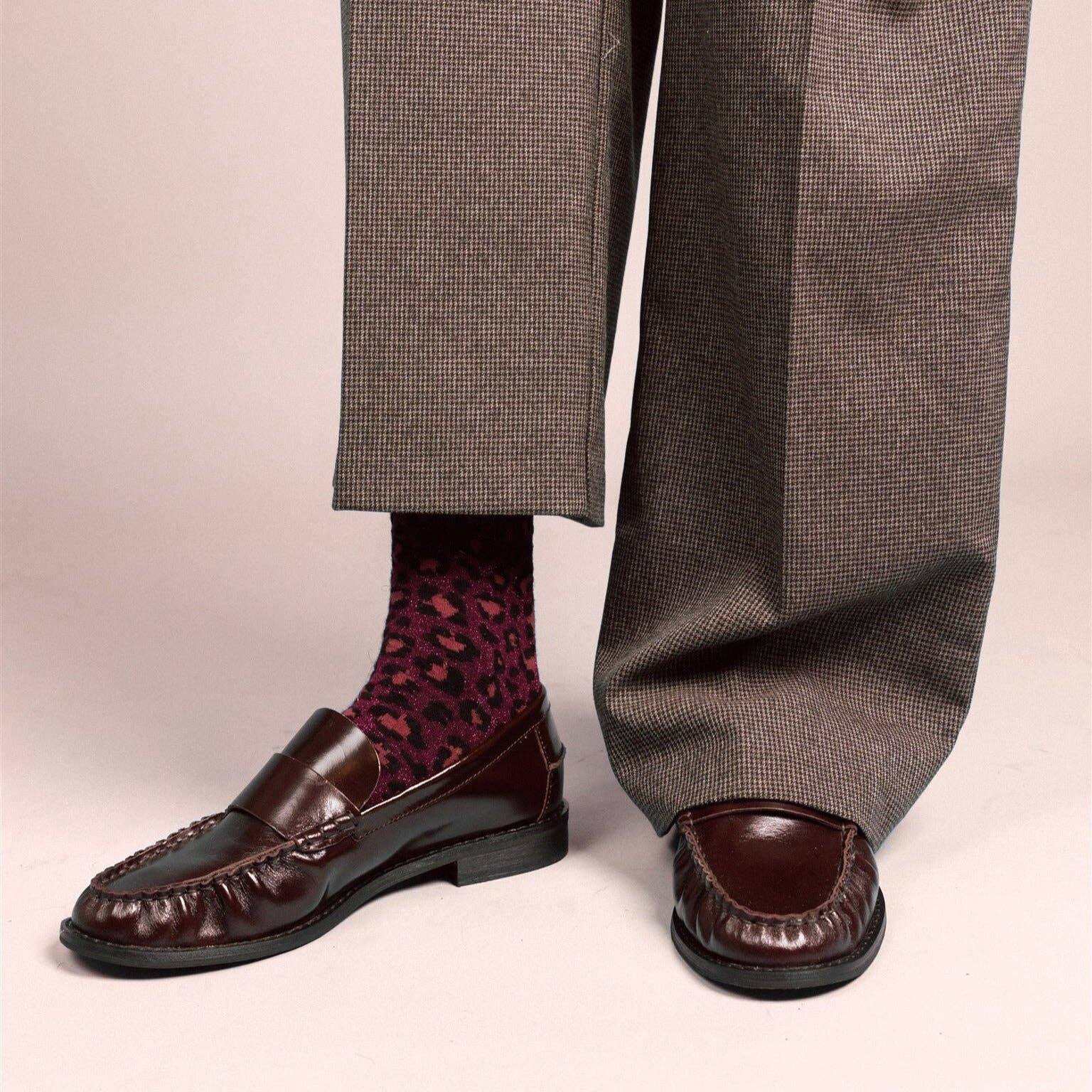 KLUE burgundy leopard socks - Image 3