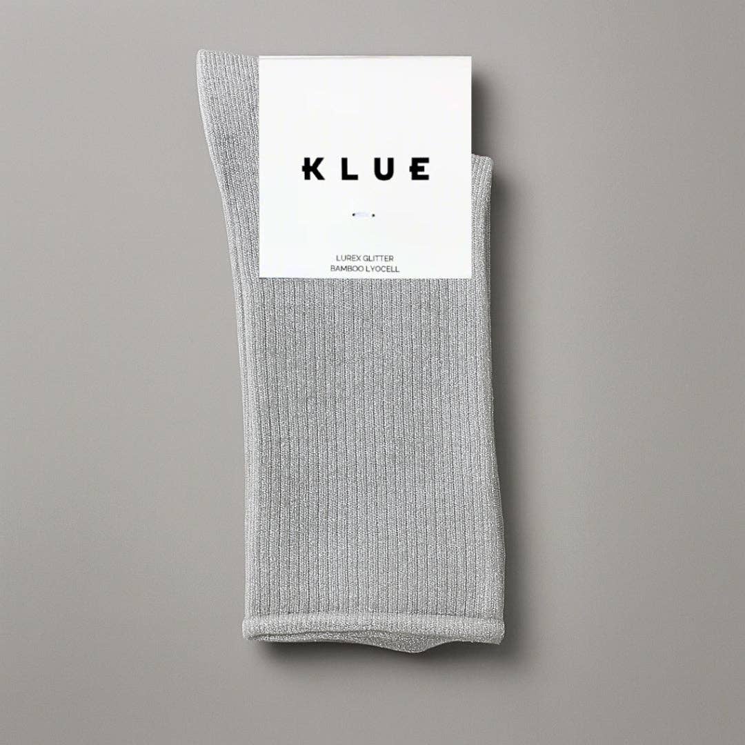 KLUE light grey glitter socks