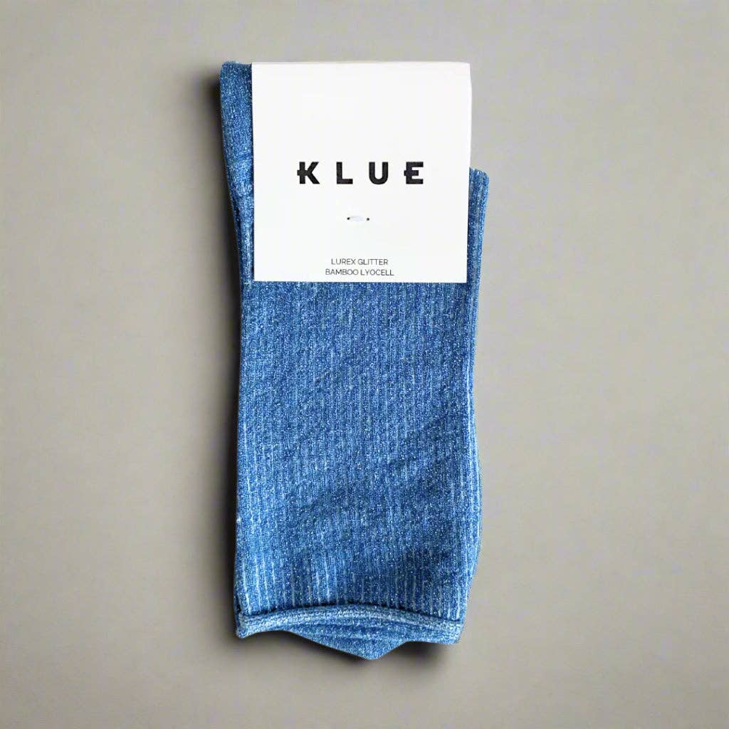 KLUE glitter blue socks in eco-friendly Lyocell | Mineral Blue