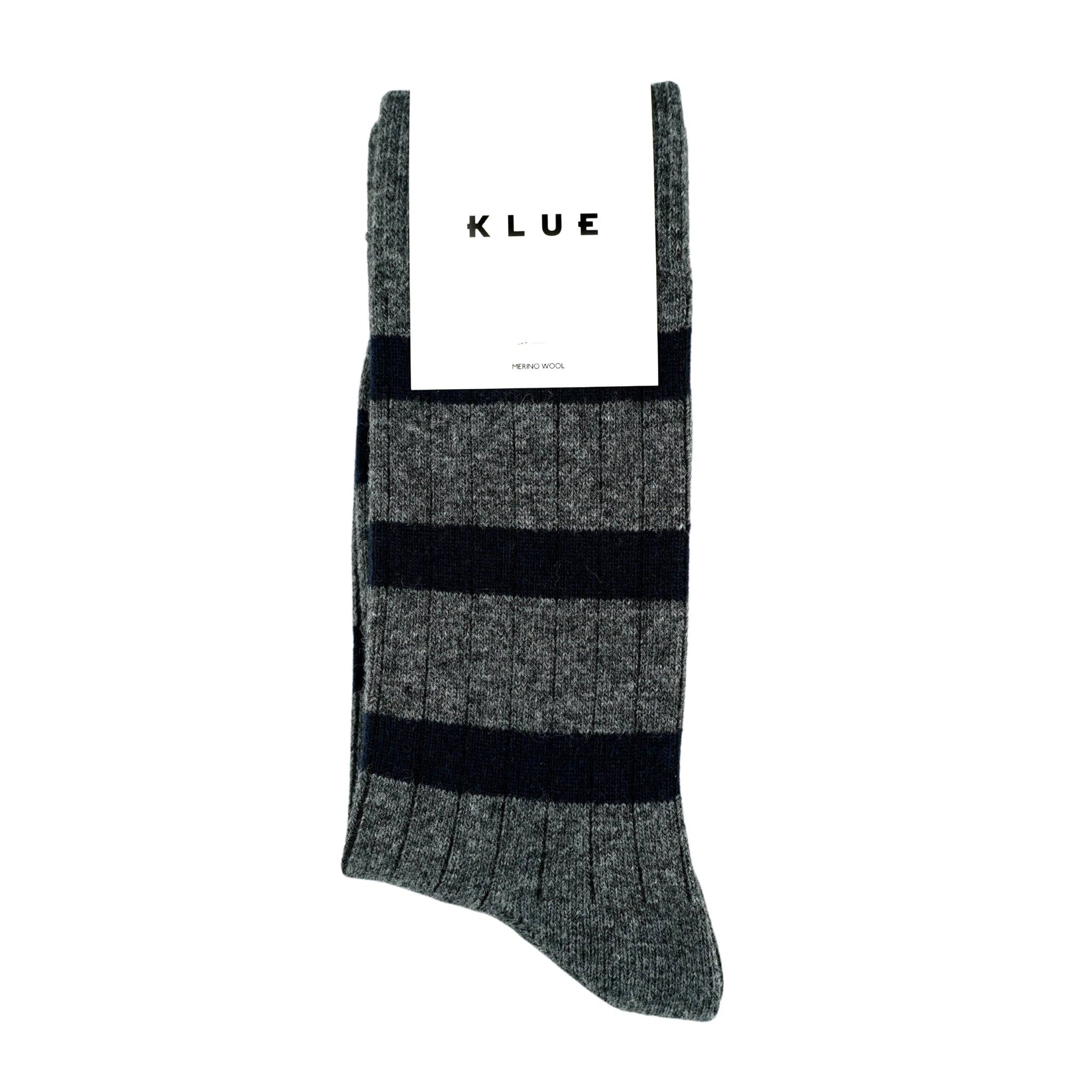 KLUE Merino Wool socks with stripes | Grey and black: 41-46