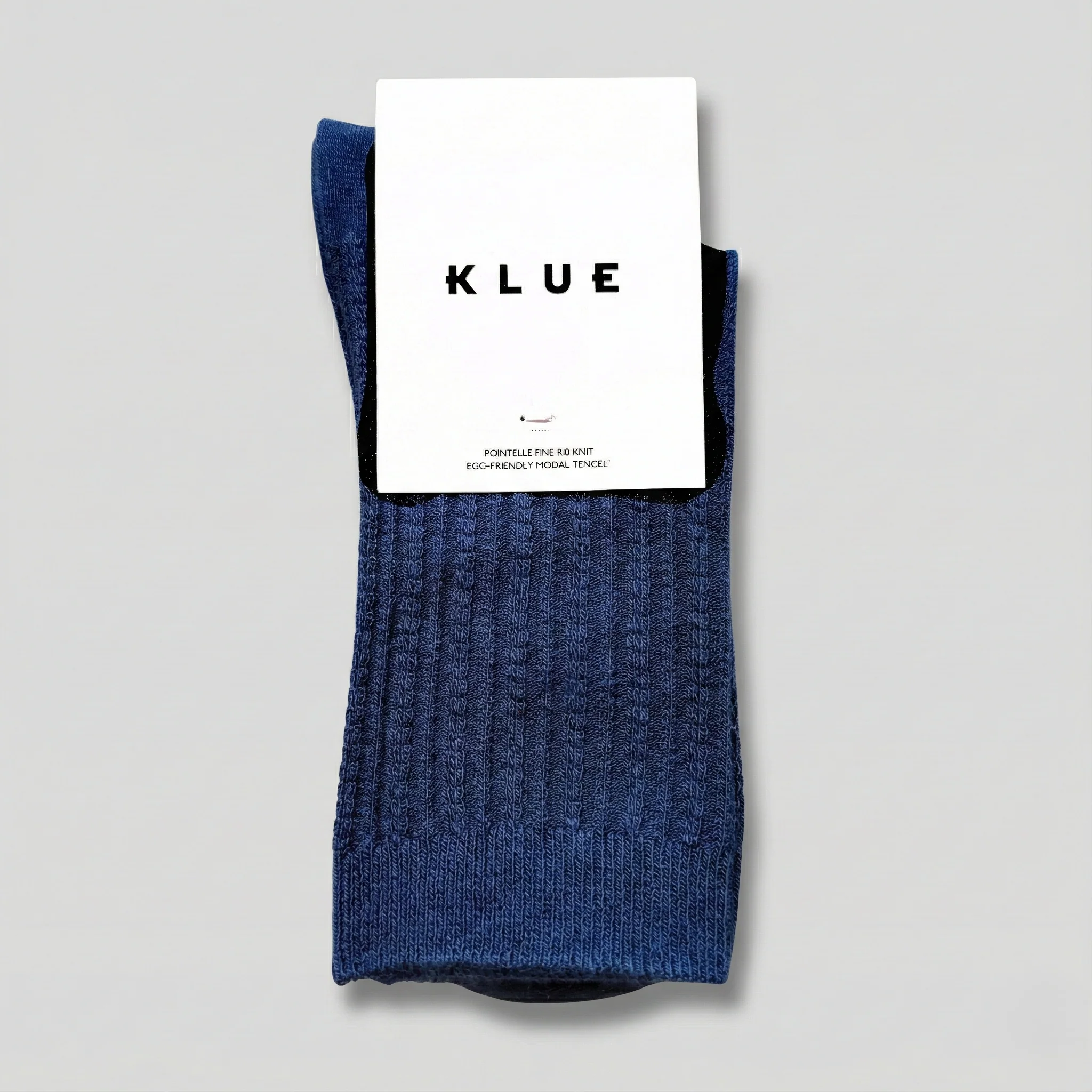 KLUE Pointelle Navy ribbed socks