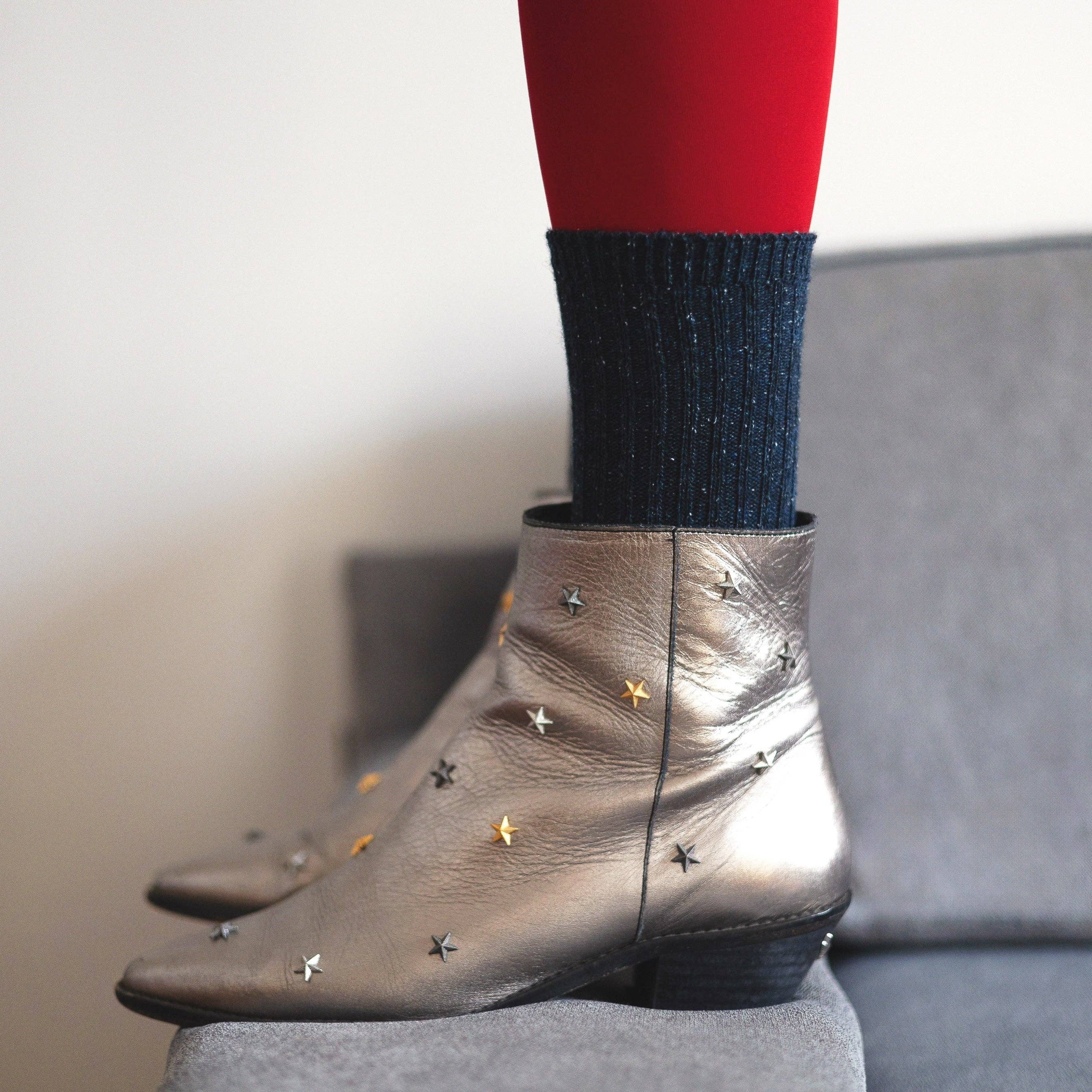 KLUE Navy wool and silk socks - Image 2