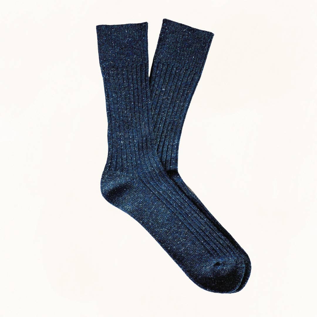 KLUE Navy wool and silk socks - Image 3