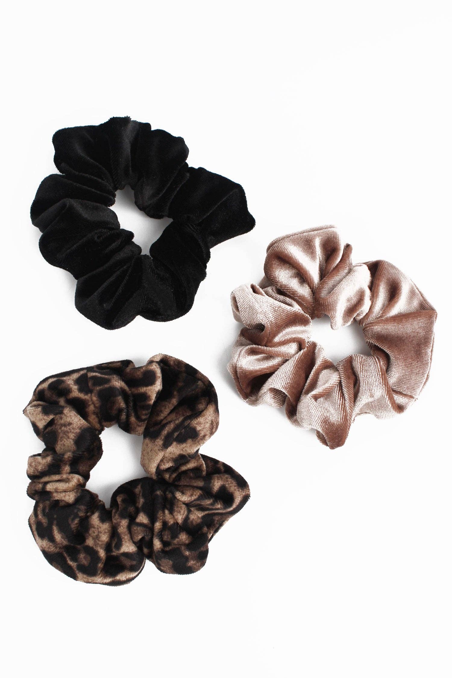 Leopard / Black / Mink velvet scrunchies - Image 2