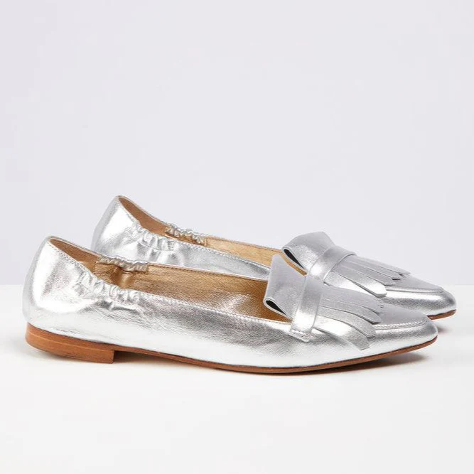 Hannah Silver Pointy Flats - Image 3