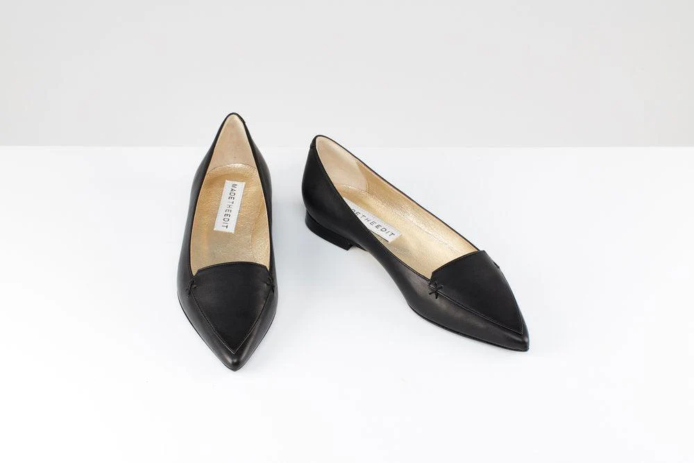 Izzy Black leather pointy flat - Image 2