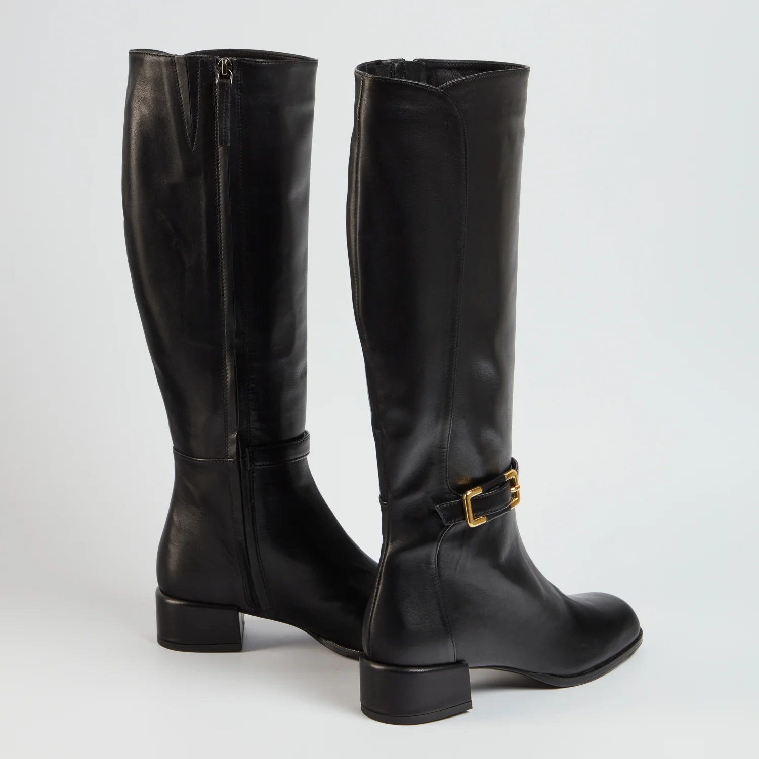 Louisa Knee High Boot in Black Leather - Image 3