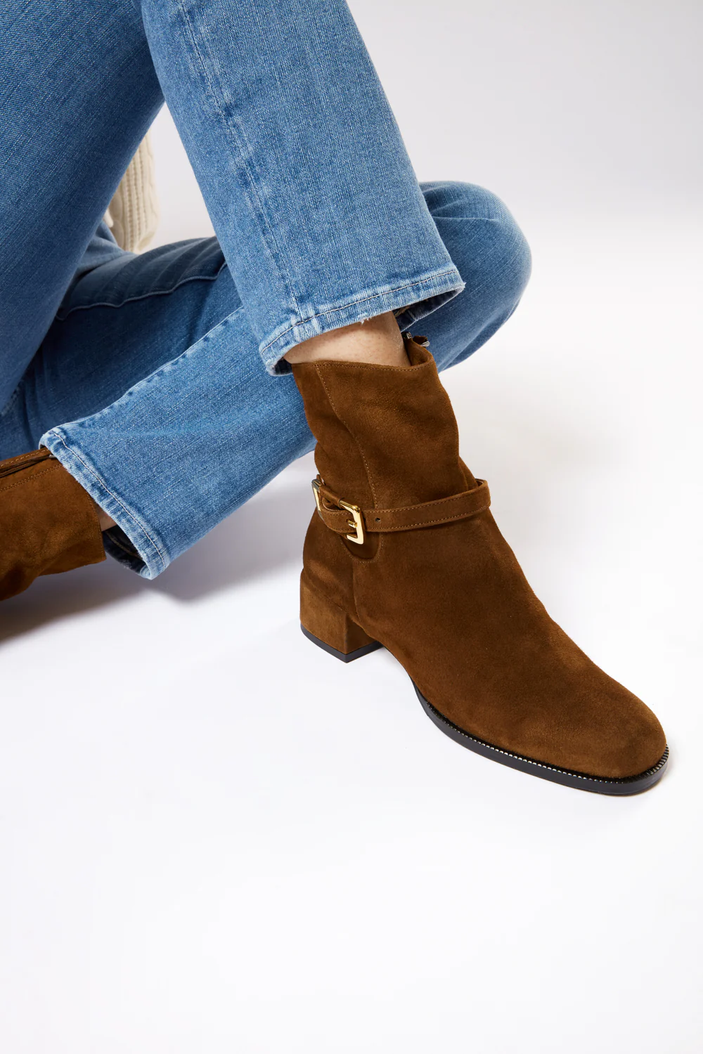 Marie Ankle Boot in Tan Suede - Image 4
