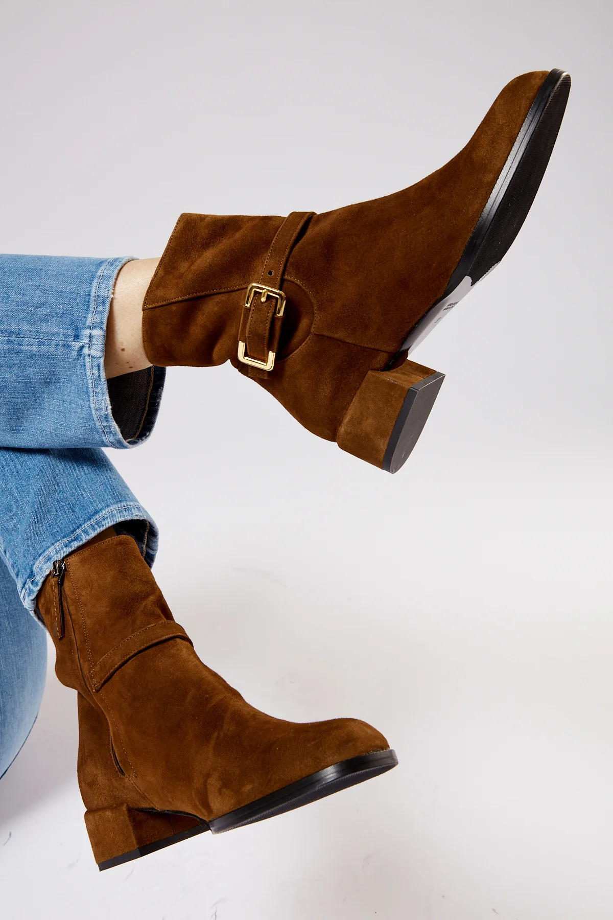 Marie Ankle Boot in Tan Suede - Image 5