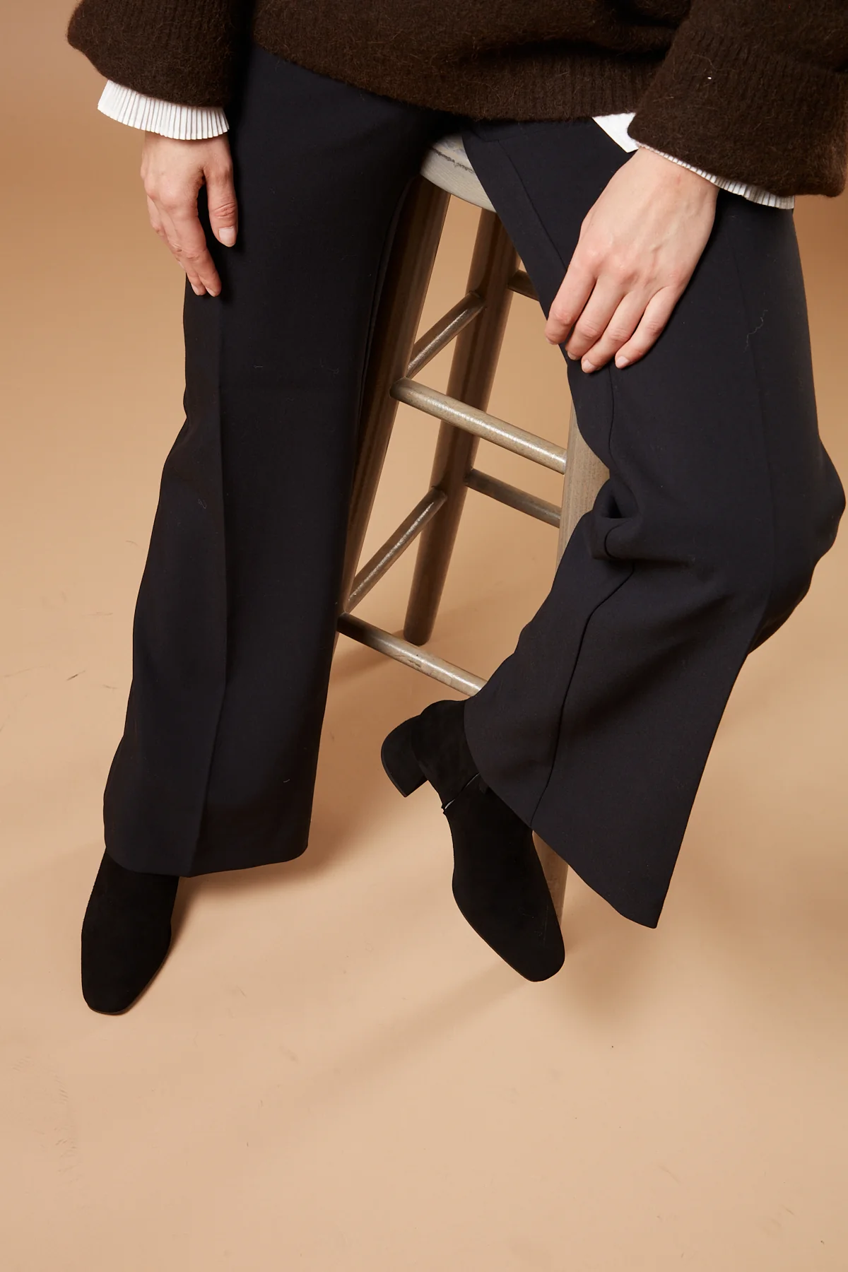 Sarah Black suede block heel ankle Boot - Image 3