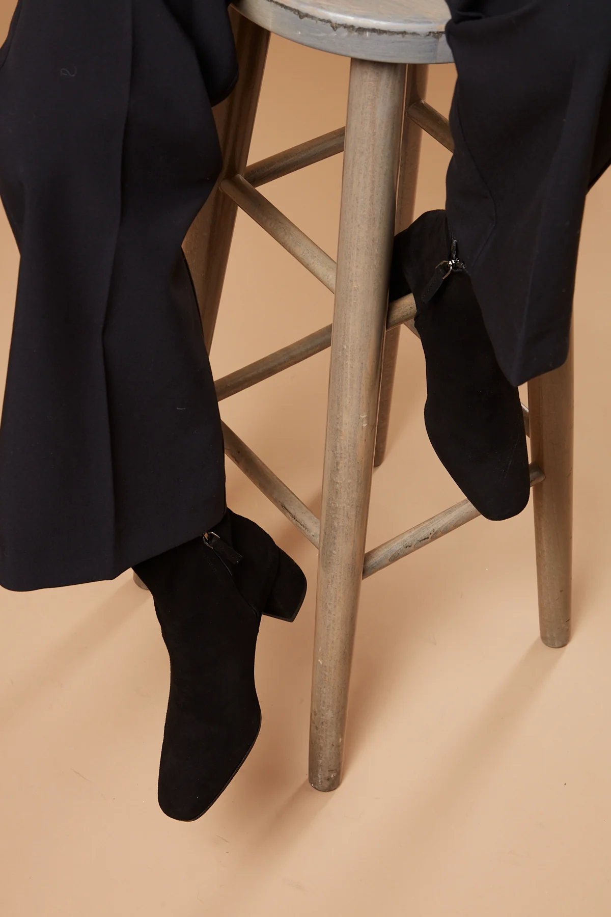 Sarah Black suede block heel ankle Boot - Image 4