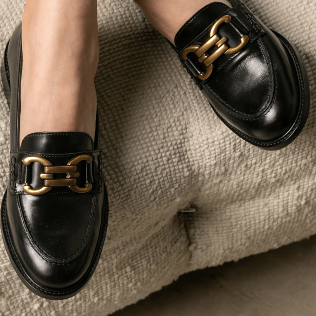 Lyna Black Loafer with buckle - Image 5
