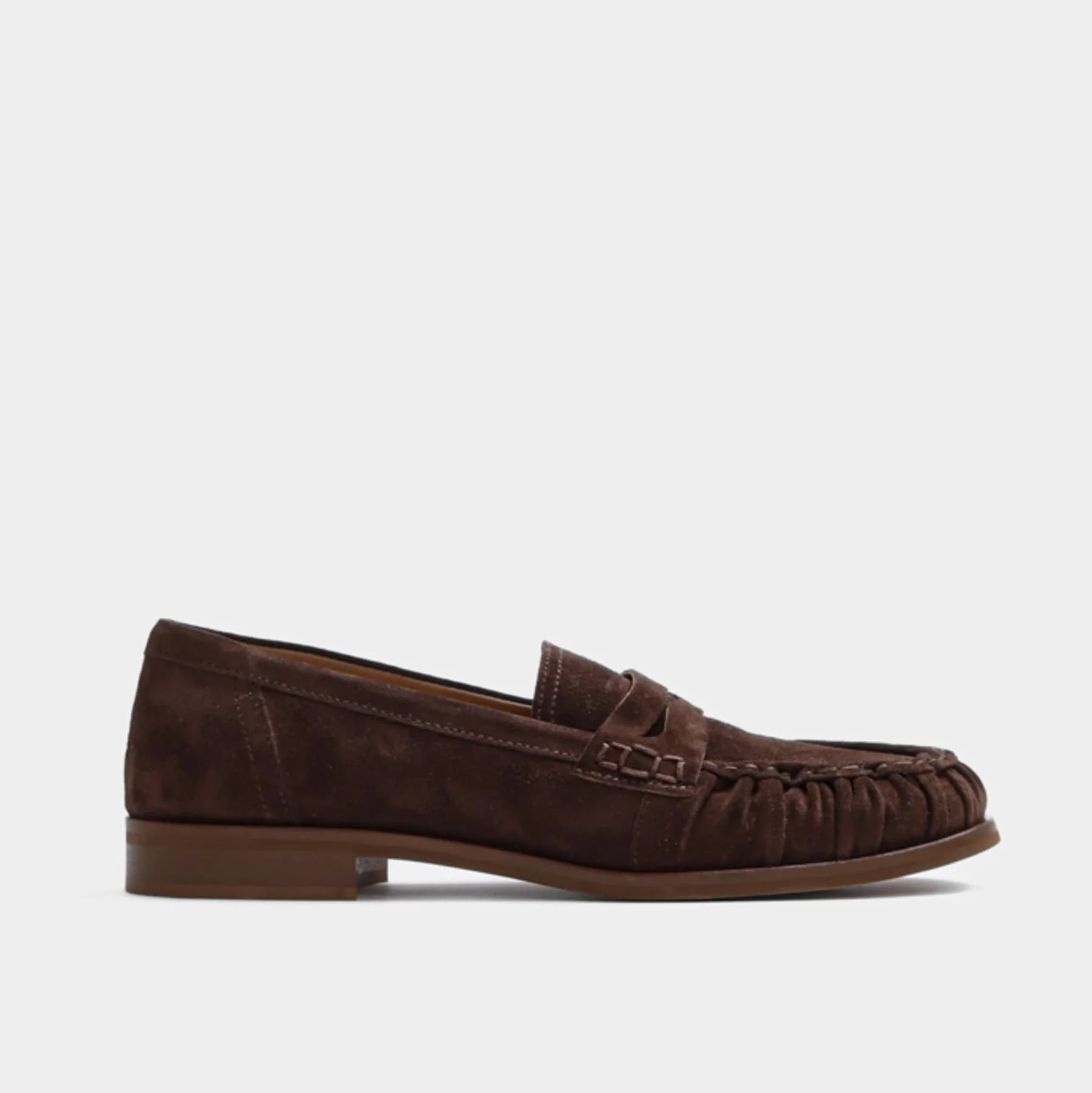 Maya Spring Brown suede ruched loafer