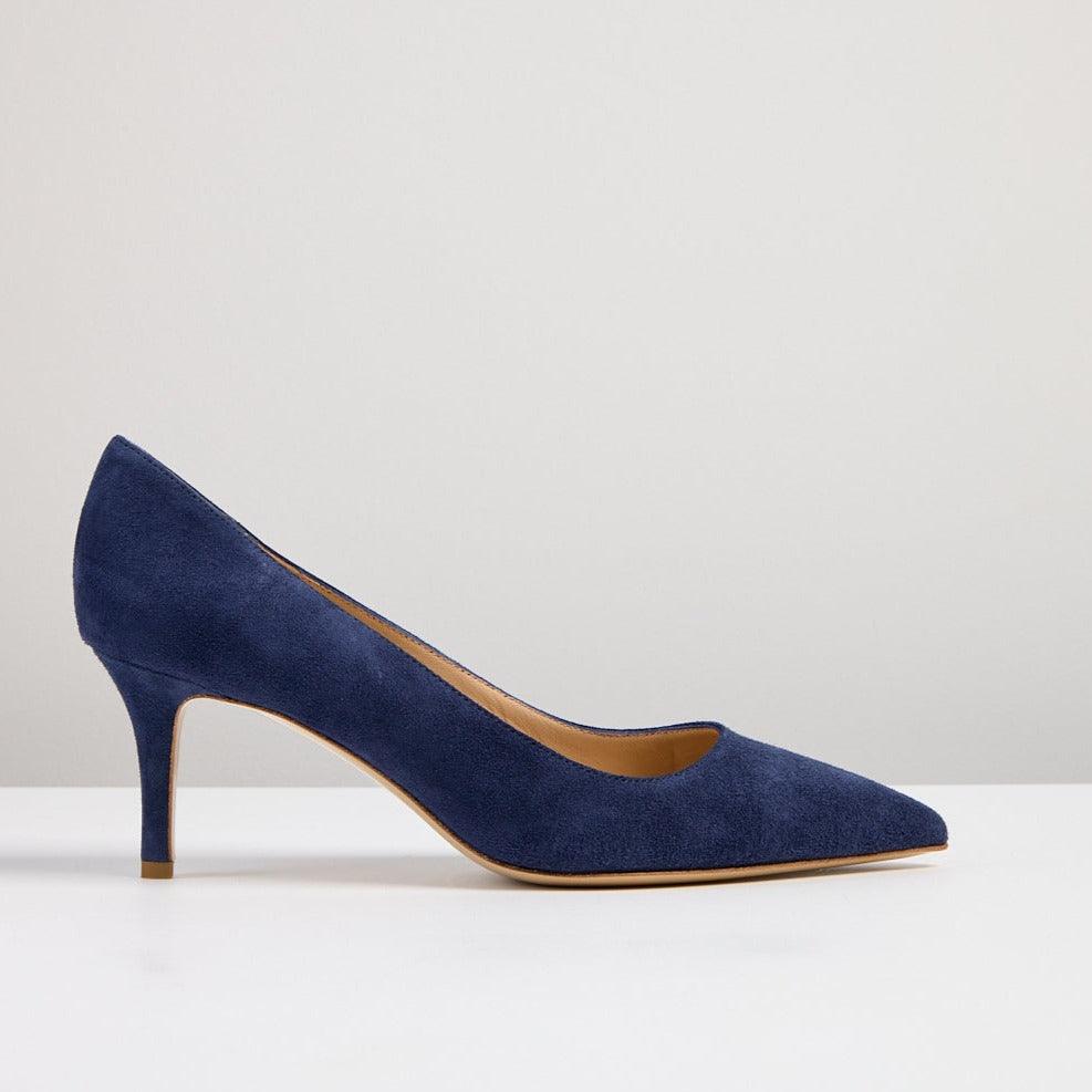 Milly Navy blue soft suede kitten heel - Image 3