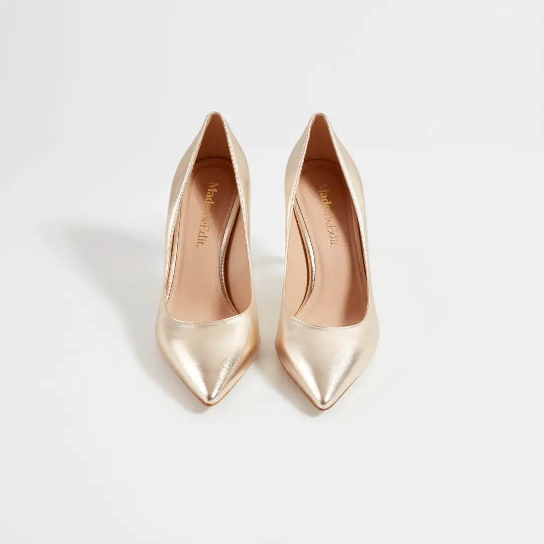 Nataly pointy toe gold pumps