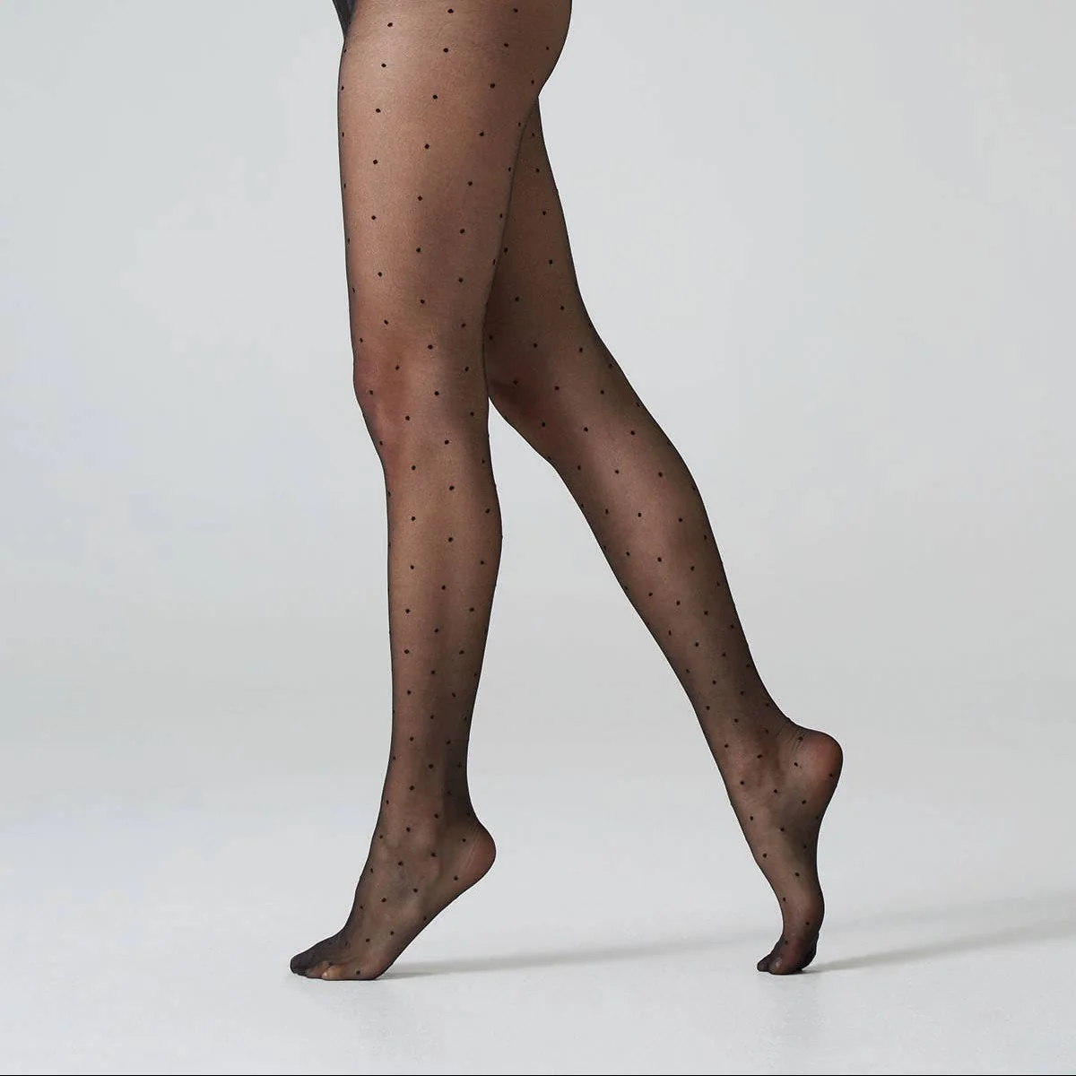 Polka Dot Sheer Tights - Black