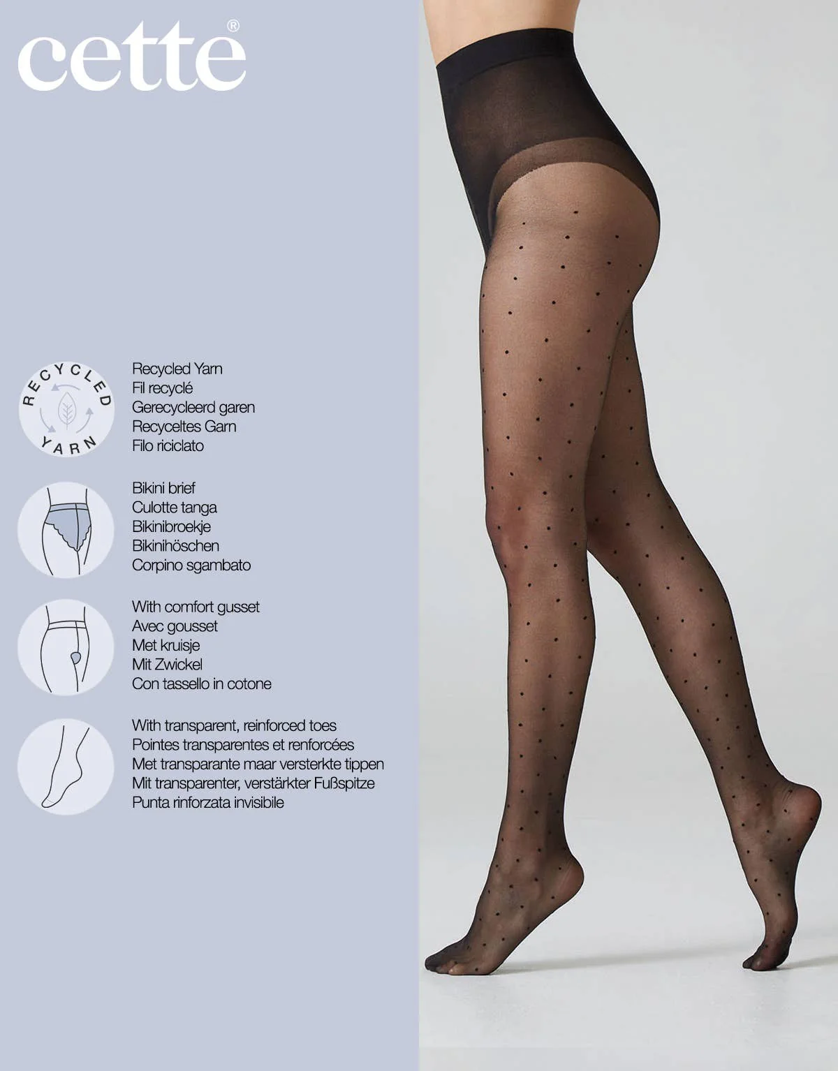 Polka Dot Sheer Tights - Black - Image 5