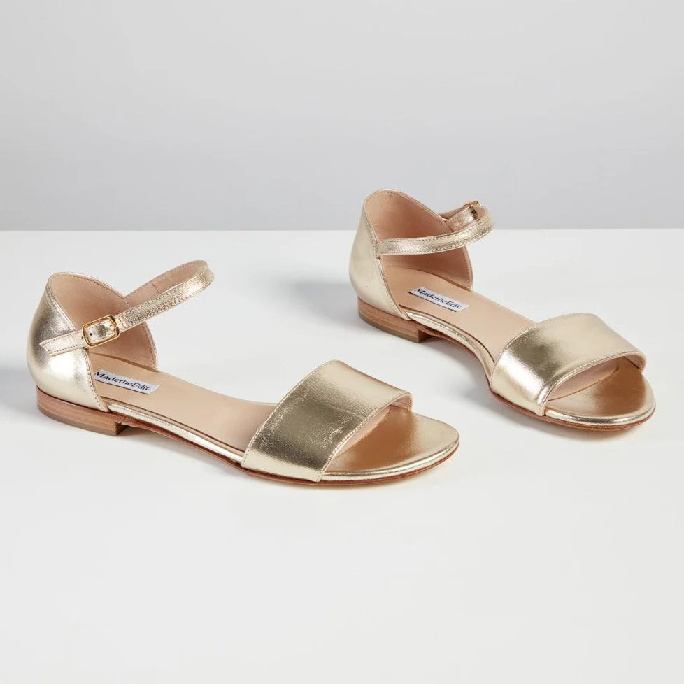 Rosy metallic Gold Flat Sandal - Image 2