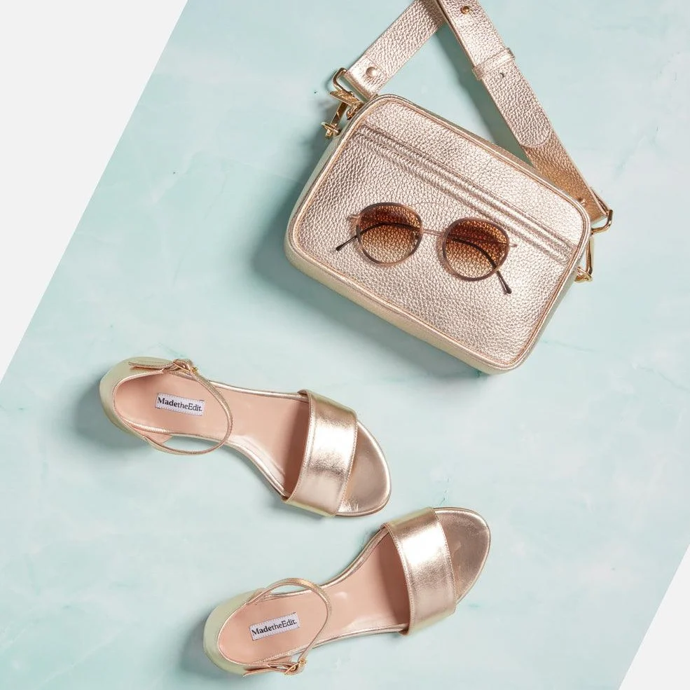 Rosy metallic Gold Flat Sandal - Image 3