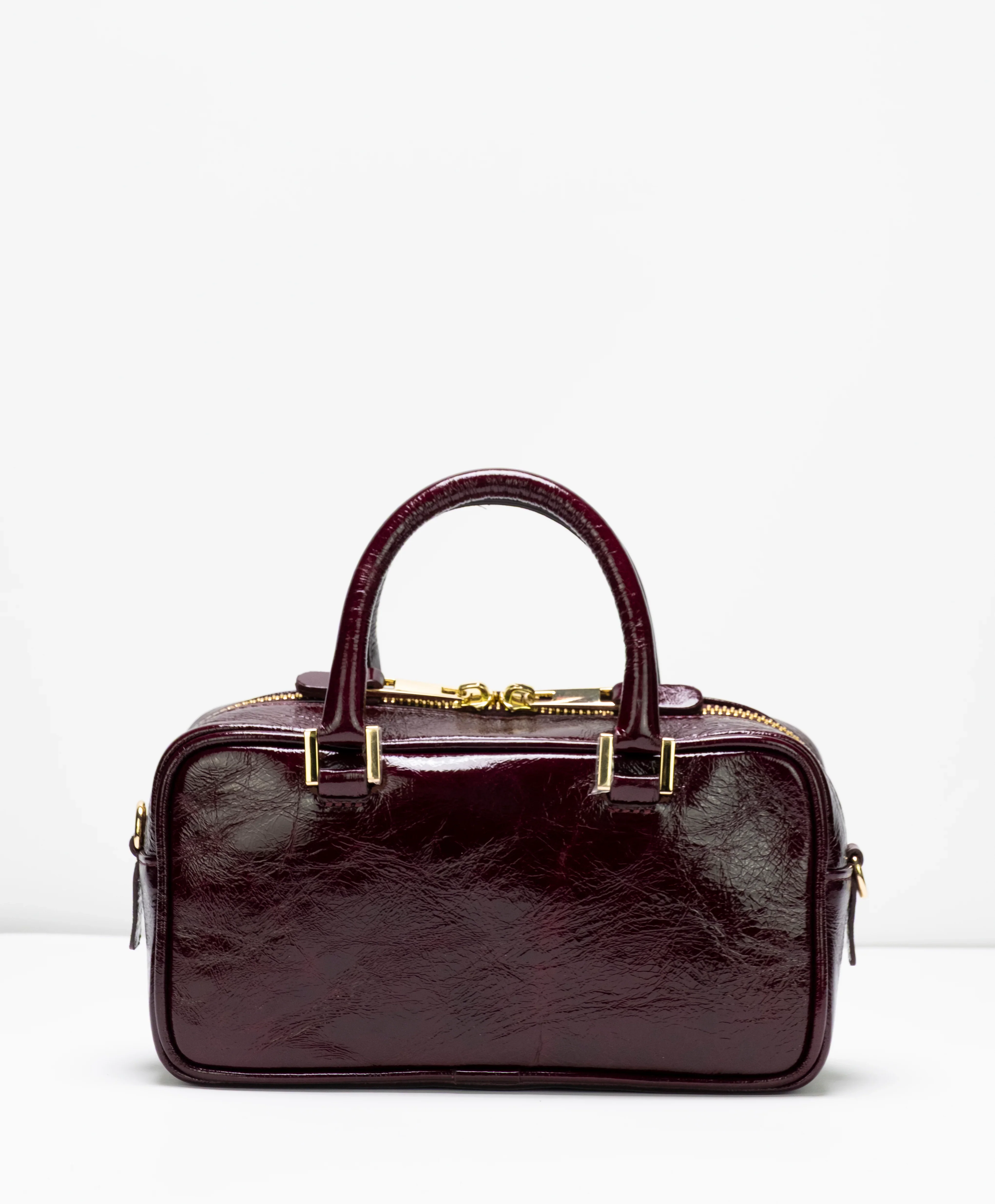 Small burgundy leather bag - Image 4