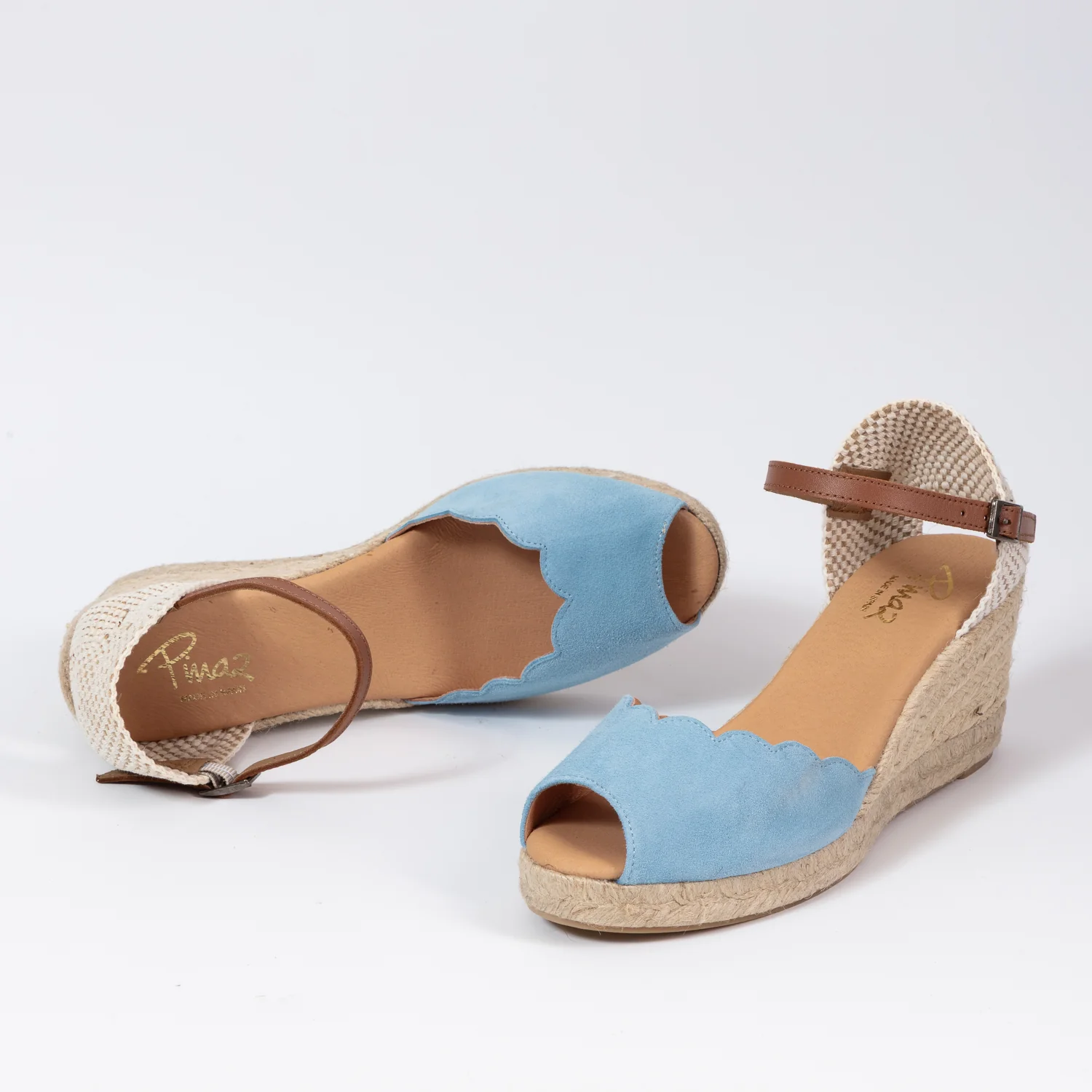 Powder Blue Suede Scallop Espadrille wedge - Image 2