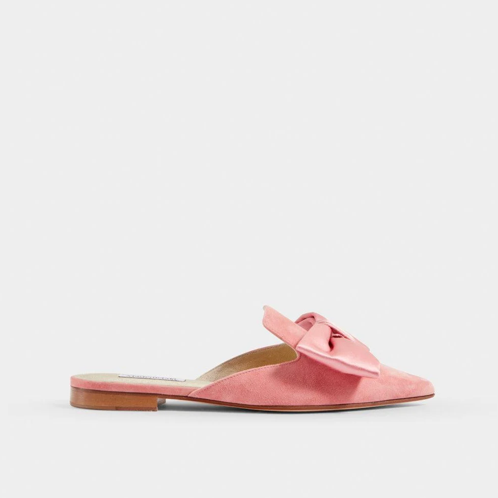 Steph Bow Rose pink suede flat
