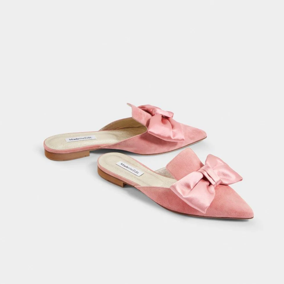 Steph Bow Rose pink suede flat - Image 2