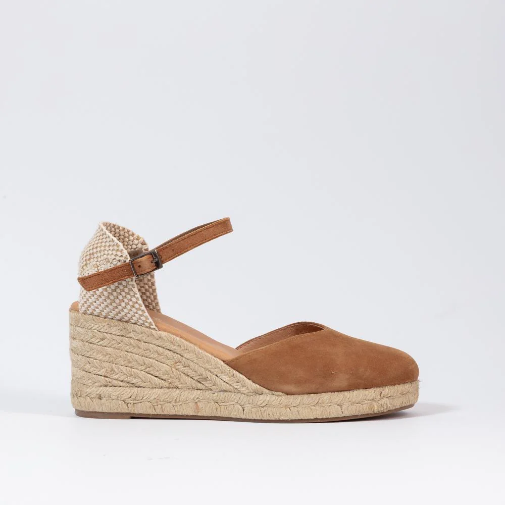 Ginny Tan Suede closed toe espadrille wedge