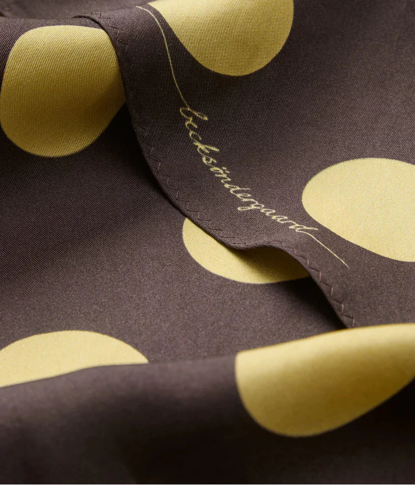 Yellow and Brown polka dot triangle scarf - Image 3