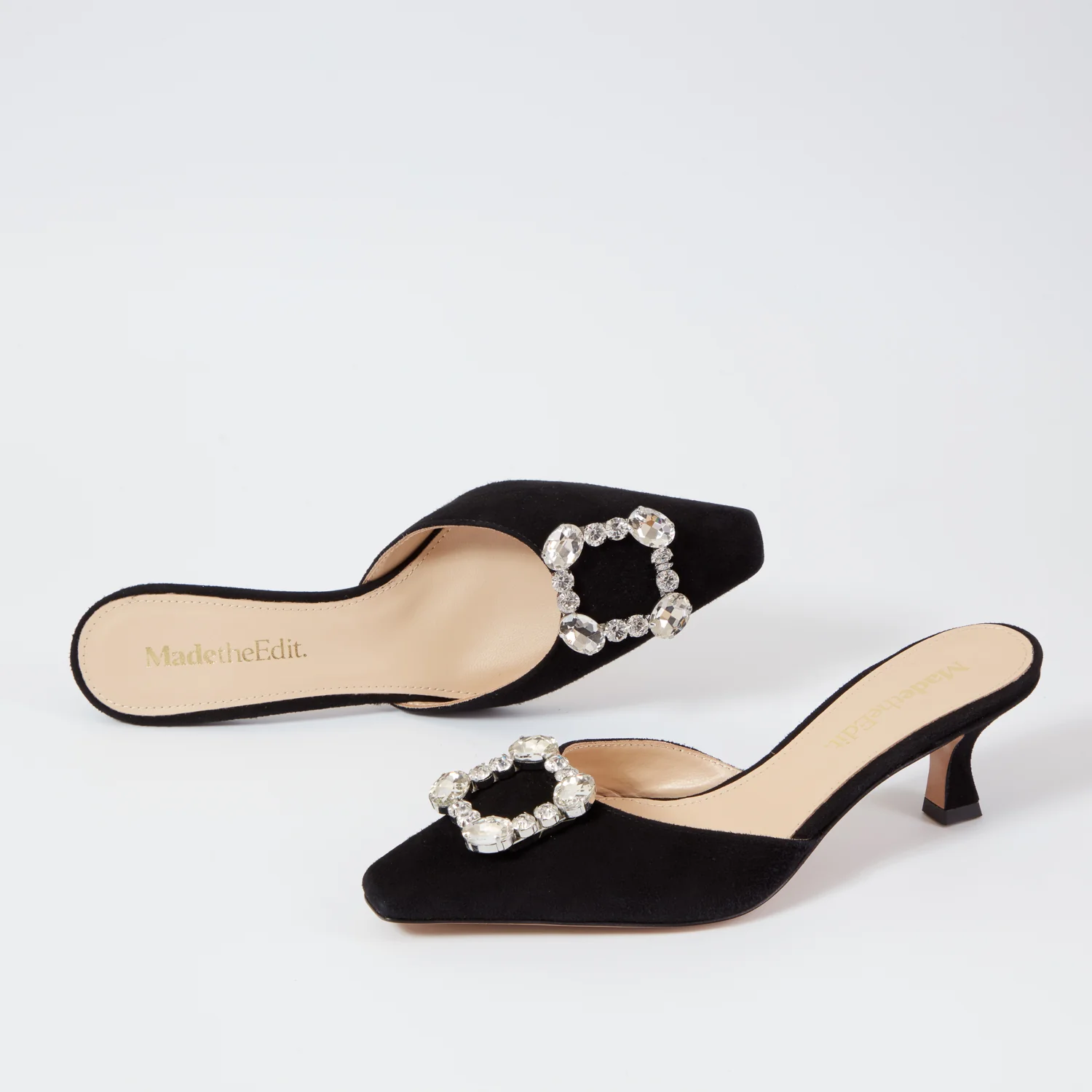 Zita Black Suede Kitten Heel Mules - Image 5
